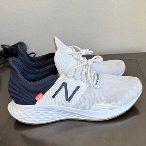New Balance White and Navy Athletic Shoes